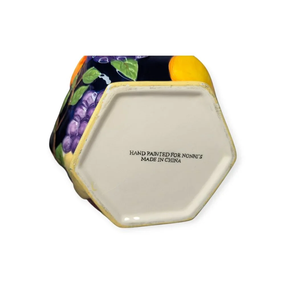 Nonni's Biscotti Hand Painted Ceramic Jar w/Sealed Fitted Lid 11